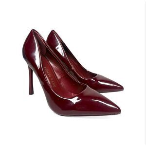 Azalea Wang Aura Burgundy Patent Pointed Toe Stiletto Heels Dark Red Women 7.5